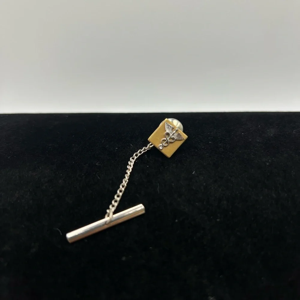 Vintage 14K GF Medical Caduceus Cufflinks & Tie Tack
